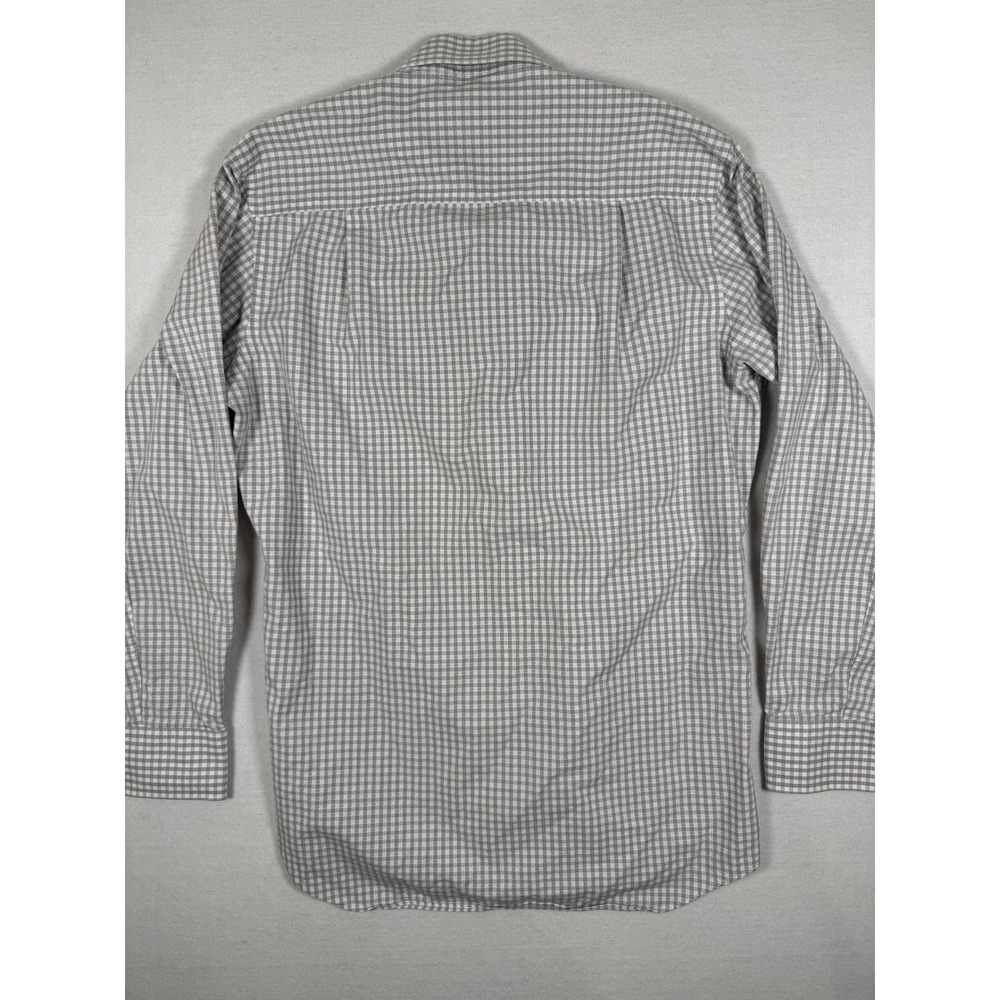 David Donahue Mens Trim Fit Gingham Dress Shirt Grey White 15.5 32/33 Cotton - Picture 12 of 12